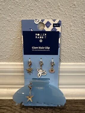 Roller Rabbit x Target Blue Claw Hair Clip with Gold and Pink Ocean Charms